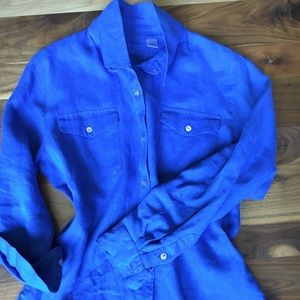 Chico’s 100% Linen Shirt Size 1 Blue